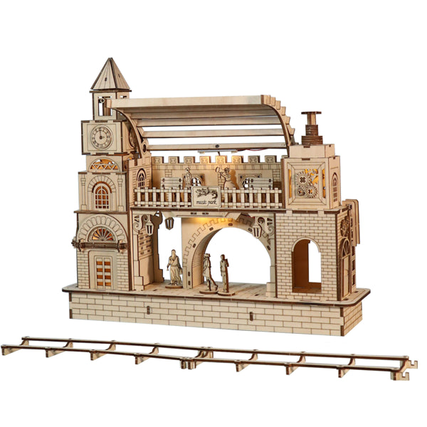 3D Wooden Puzzle Railway Station Model Kits To Build Wooden