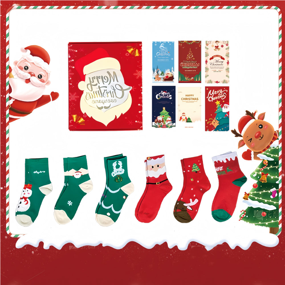 6 Pairs Christmas Stockings Gift Set - Soft Plush Xmas Stockings