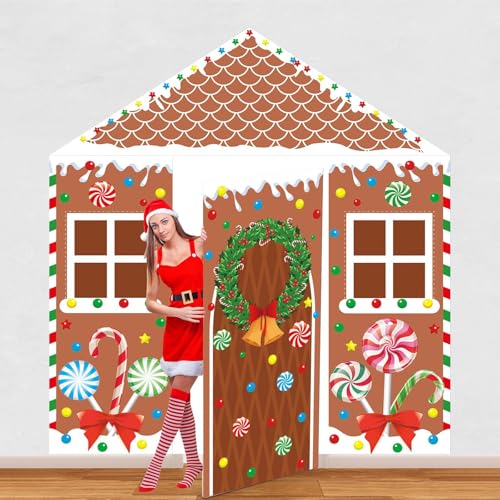 4 Pcs Christmas Gingerbread House Door Cover Decorations Gingerbread