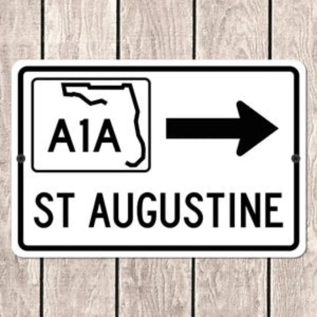 St Augustine Florida A1A Highway Metal Road Sign Souvenir Wall Decor