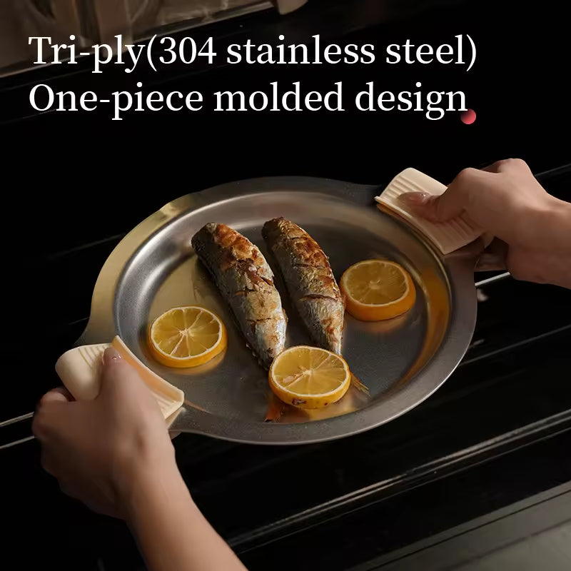Non-abrasive Stainless Steel Cookware Set With Multifunctional Lids