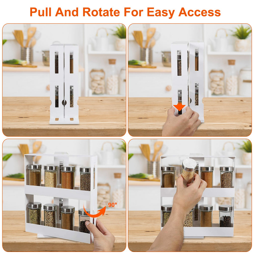 1Pc Swivel Cabinet Organizer Revolving Kitchen Rack Spice Organizer