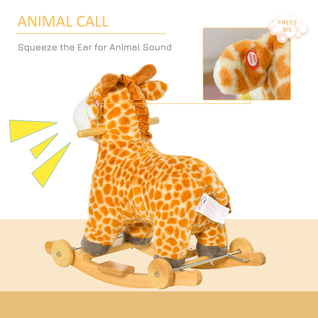 Rocking Horse, 2 In 1 Kids Ride On Horse, Rolling Giraffe Animal Rocker