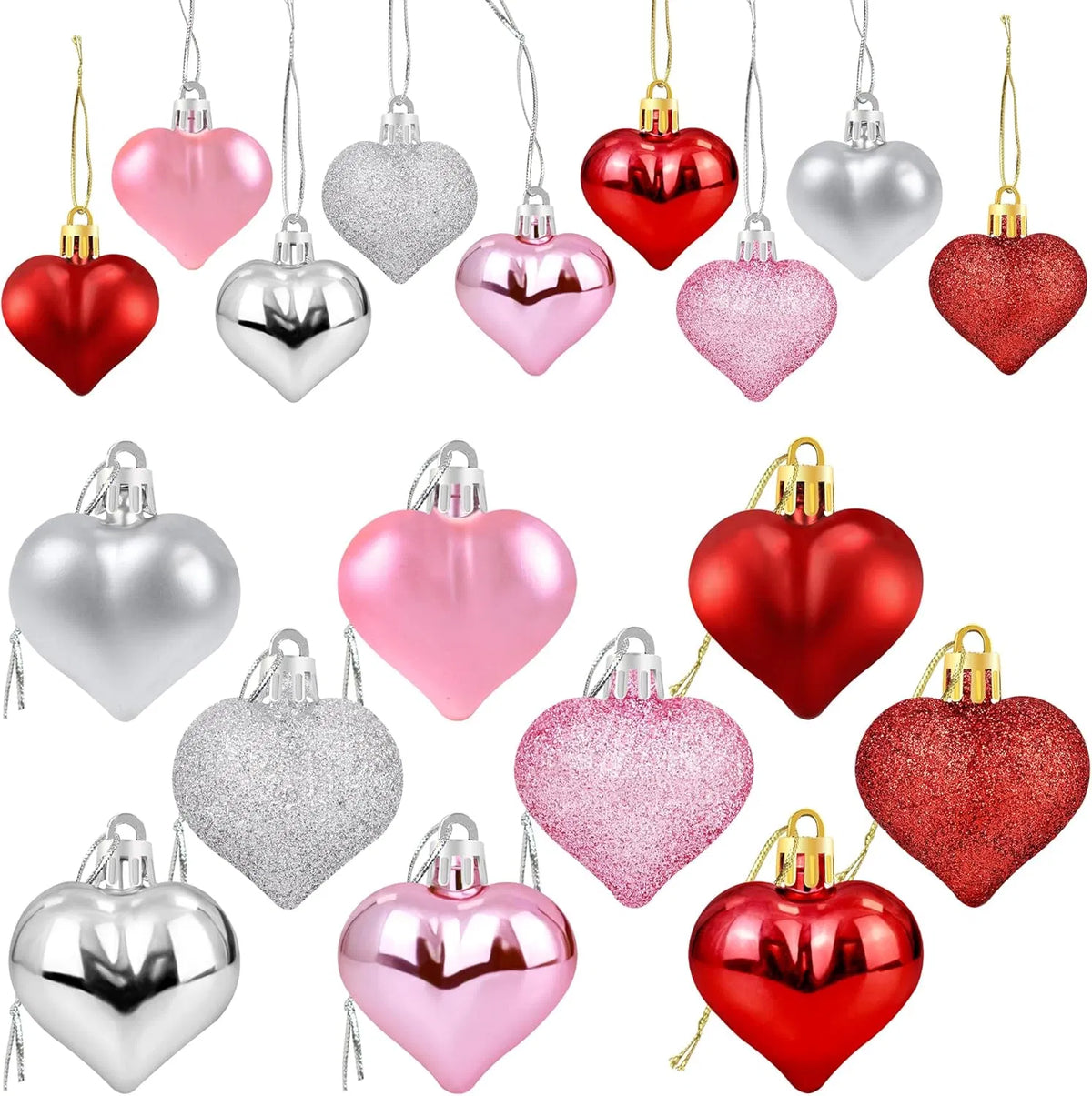 36Pcs Valentines Heart Shaped Ornaments - Valentines Heart Decorations