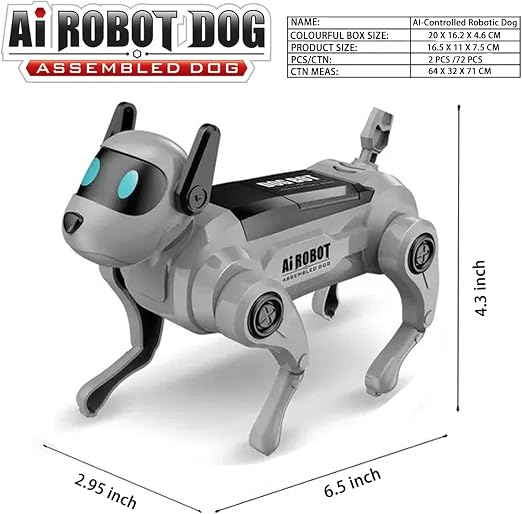 DIY Voice-controlled Robot Dog Assembly Kit With Movable Limbs, Gray