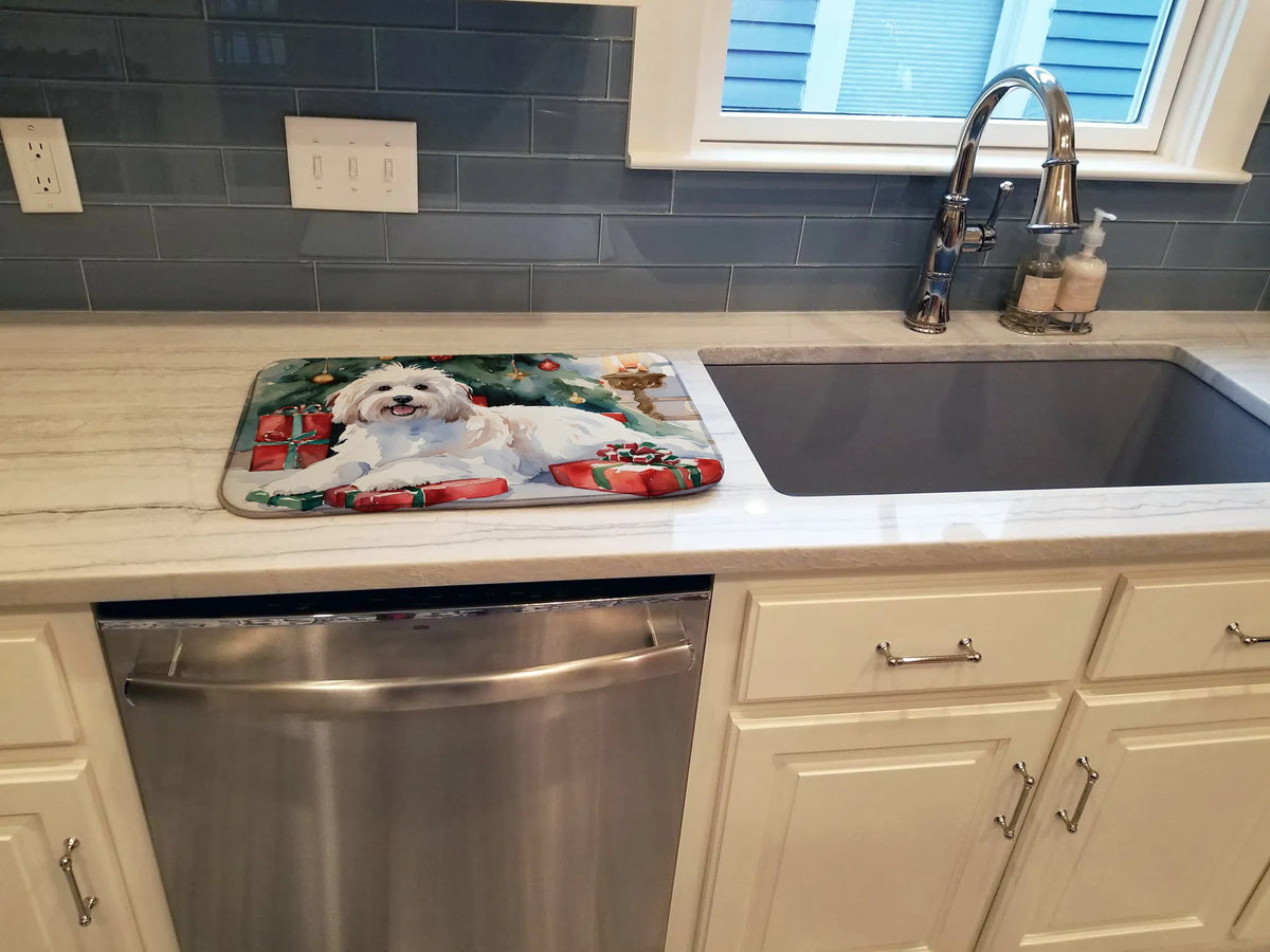 Coton De Tulear Cozy Christmas Dish Drying Mat Absorbent Dish Drying