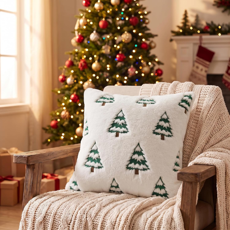 Christmas Throw Pillow Covers 18x18 Set Of 2-White