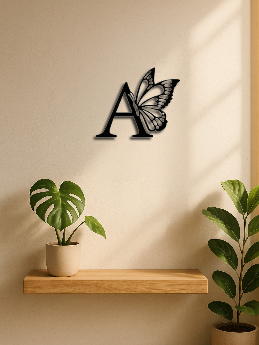 1pc Butterfly & Monogram Metal Wall Art Sign - Custom All Letters