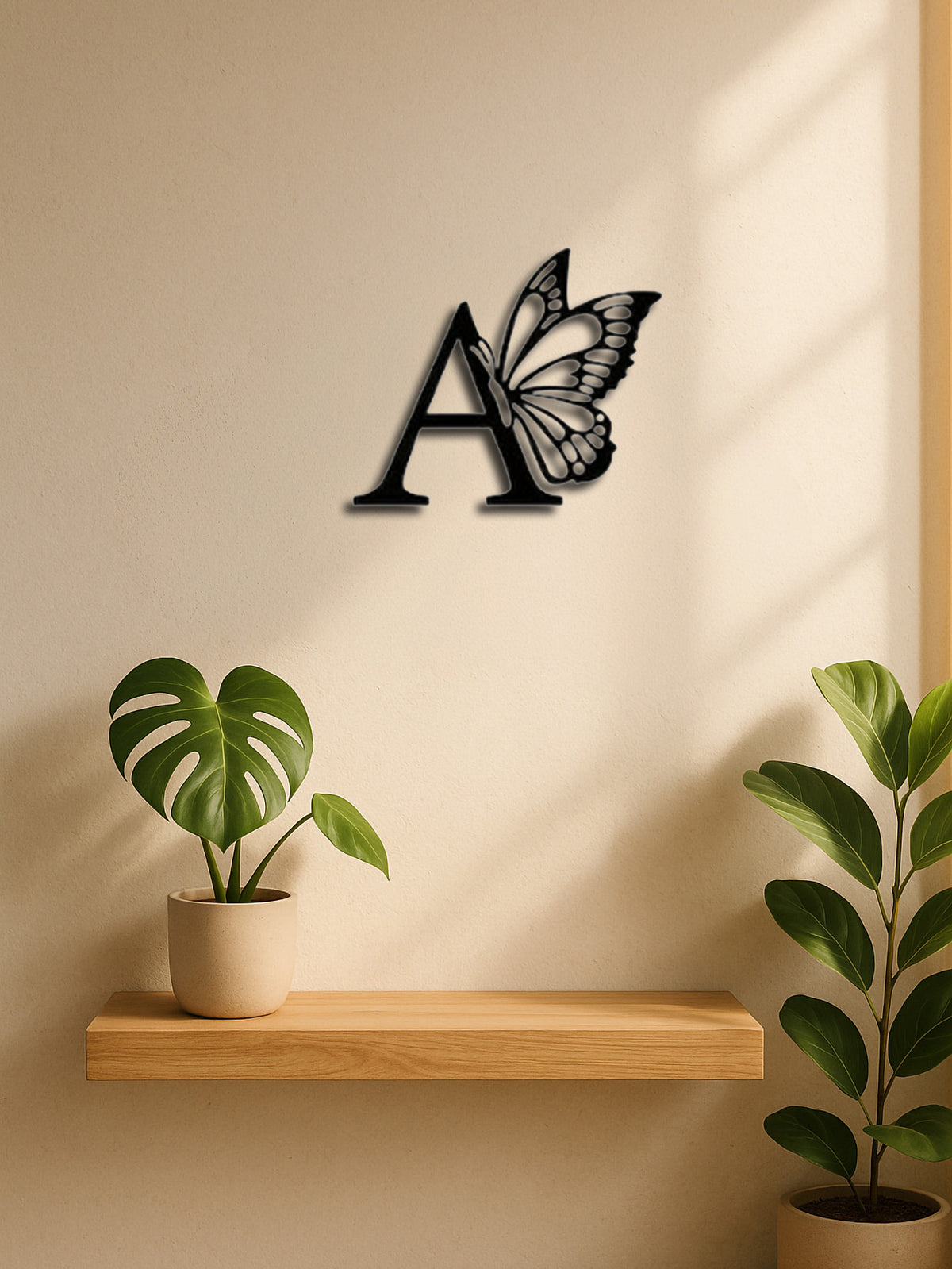 1pc Butterfly & Monogram Metal Wall Art Sign - Custom All Letters