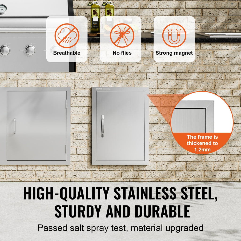 BBQ Access Door, 16W X 22H Inch Single Outdoor Kitchen Door, Stainless