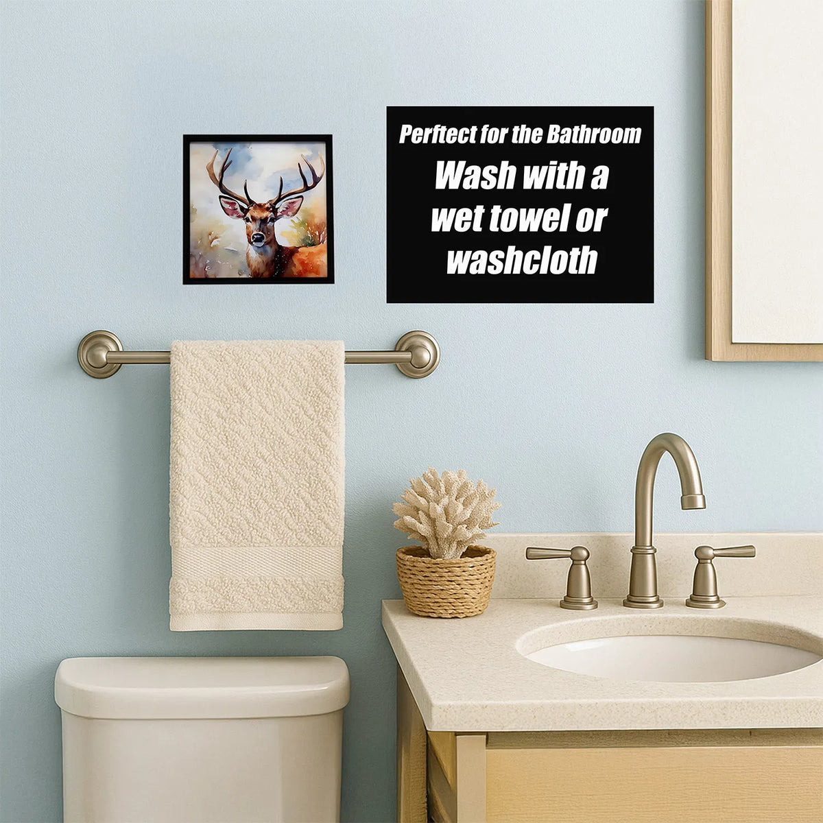Deer Framed Metal Print Bathroom, Kitchen, Office, Home Decor Wall Art