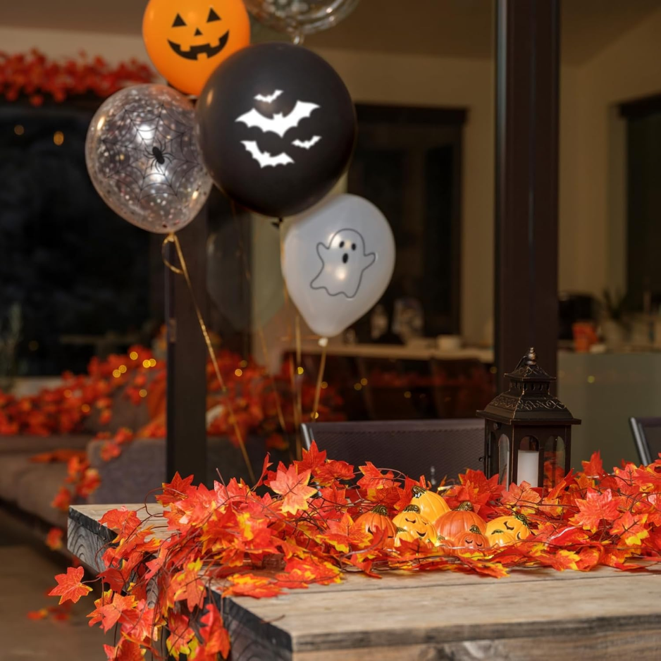 12 Pack Artificial Fall Maple Leaf Garland, Autumn Vine