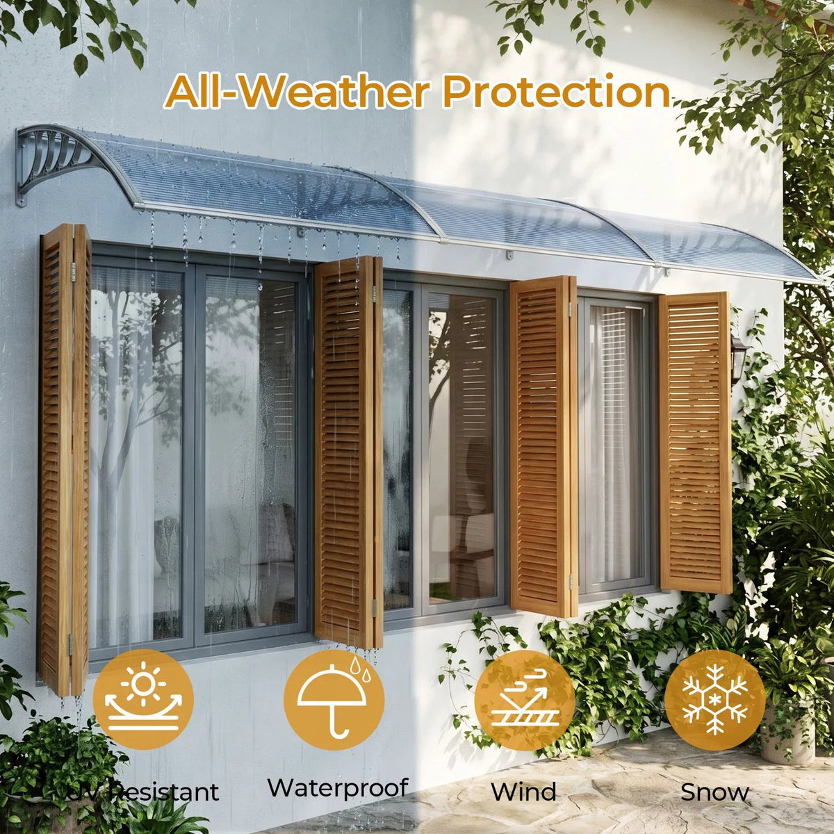 Awning For Door Entrance Window, 38x40 Inch Window Canopy Exterior, UV