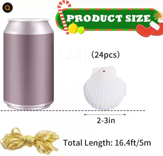 Seashells For Crafting Christmas Ornaments 24pcs 2-3 Inch Hanging Sea