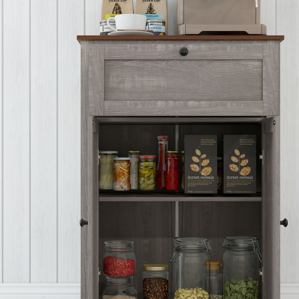 Farmhouse Sideboard Storage Cabinet With Doors And Drawer For Kitchen