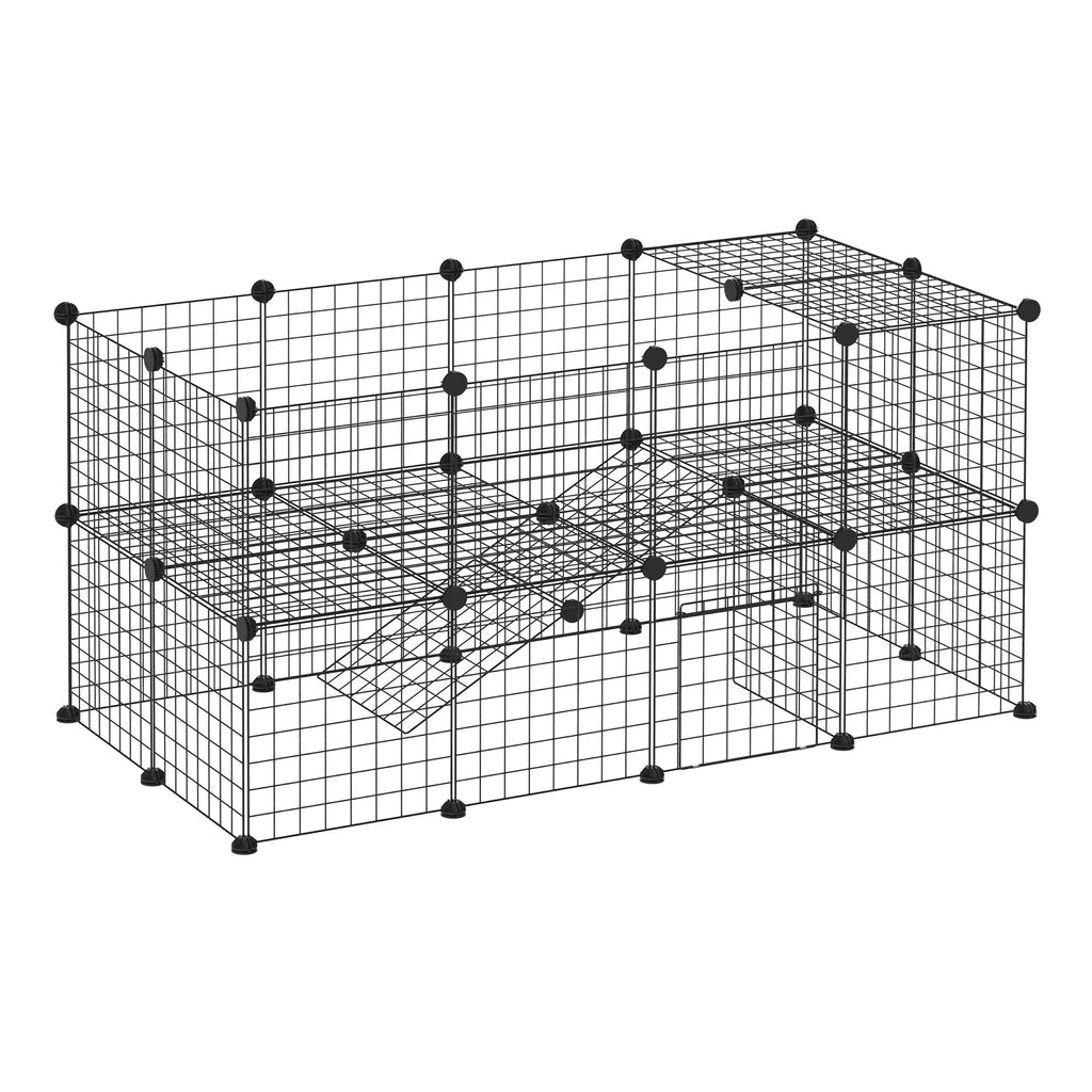 39 Pcs Small Animal Cage Bunny Hutch Portable Metal Wire With Ramps