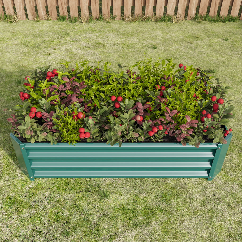 2PCS Green 4×2×1ft Metal Raised Garden Bed, Rectangle Raised Planter