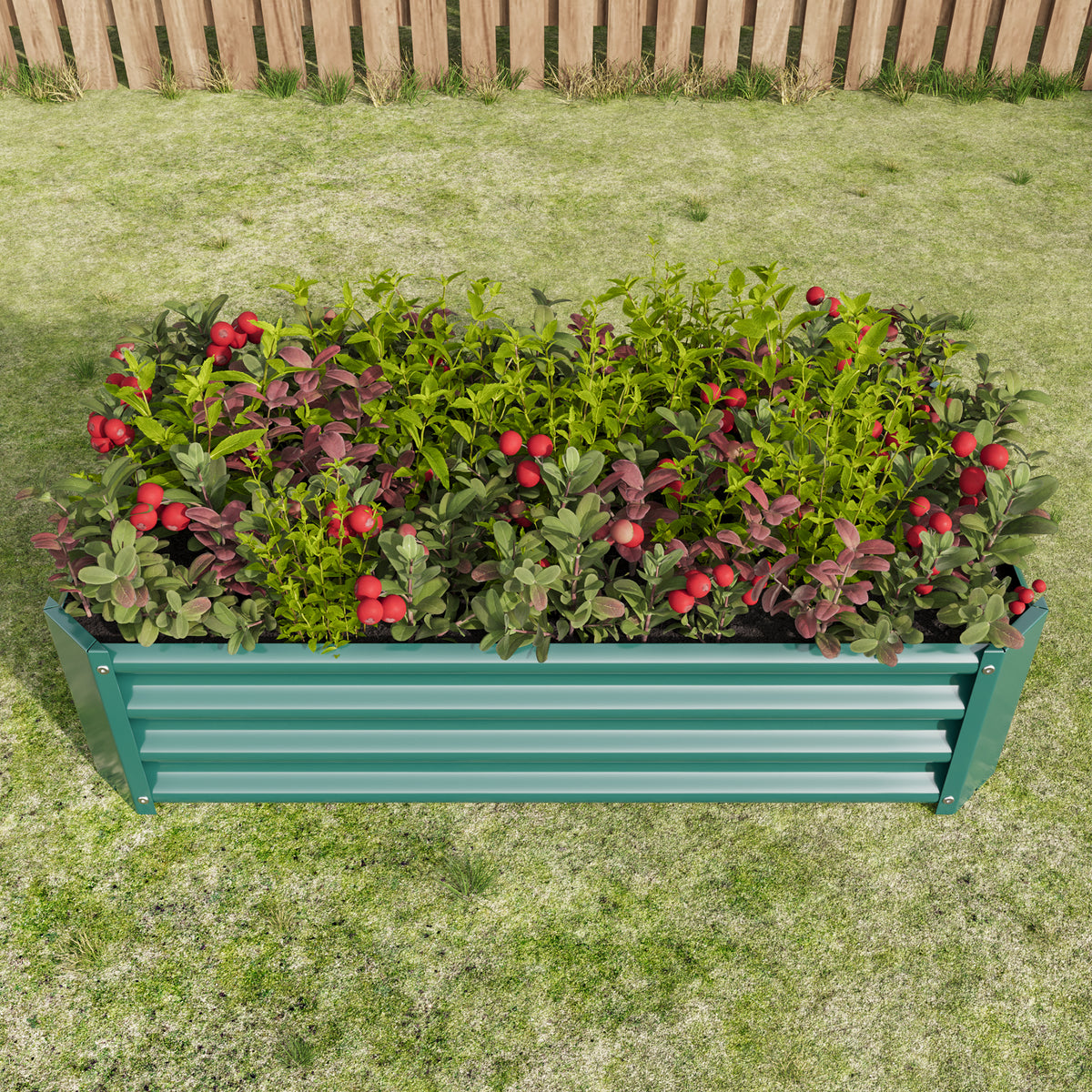 2PCS Green 4×2×1ft Metal Raised Garden Bed, Rectangle Raised Planter