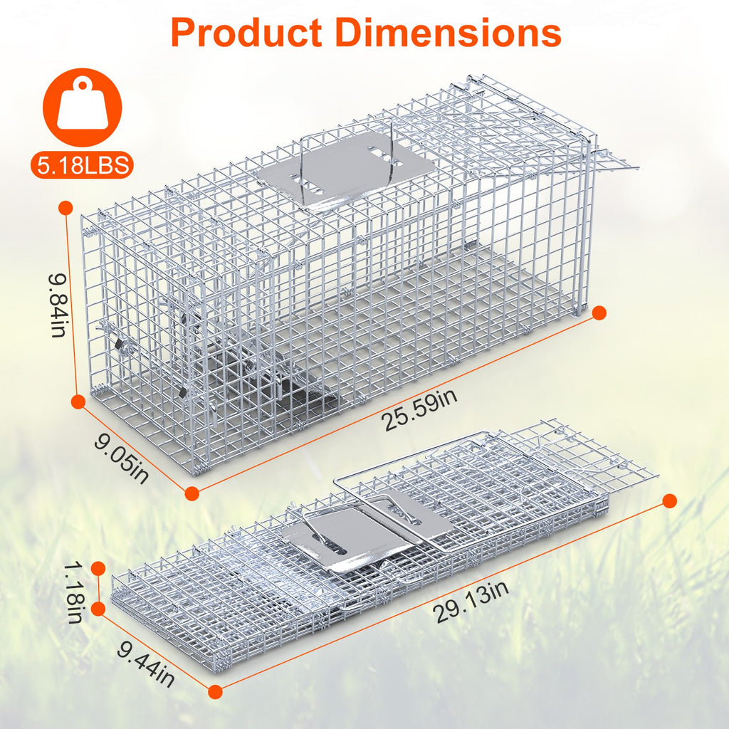 1Pc 25.59Inch Live Humane Animal Trap For Spring Summer Cage Heavy Duty