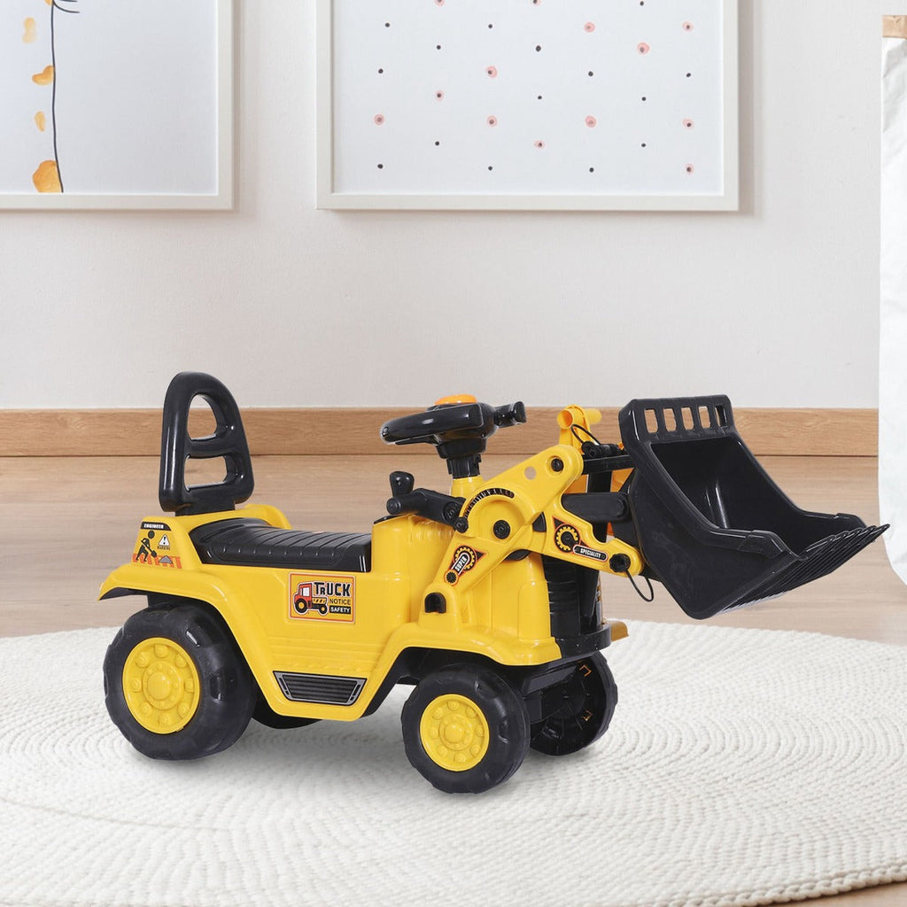 2 In 1 Ride On Toy Digger Tractor Pulling Cart Pretend Play