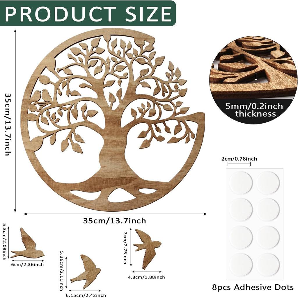Wooden Tree Of Life Wall Art 12 Inch Round, Tree Wall Decor