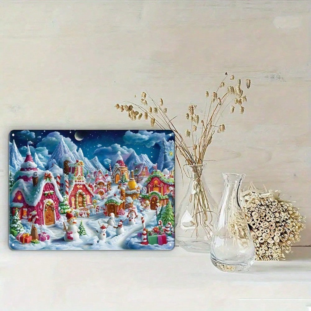 1pc Christmas Winter Wonderland Tinplate Painting, Painting, Snow