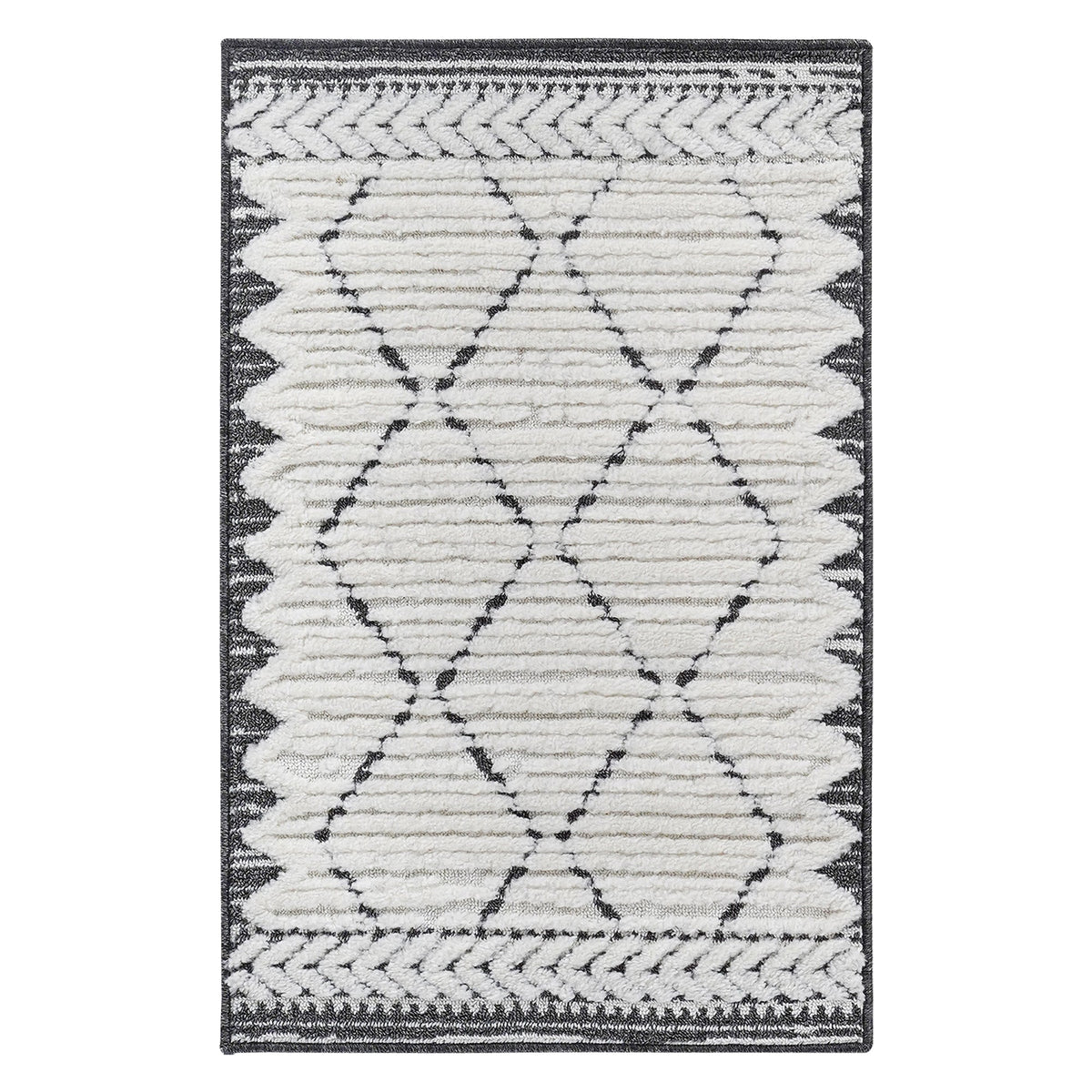 Step Collection High-low Striped Beige Cream Indoor Area Rug, 2'x3'