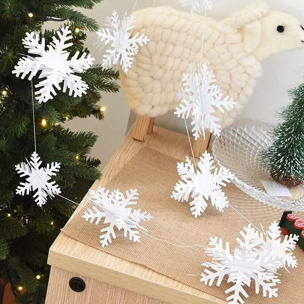 White Paper Snowflake Decorations 14 Units, Hanging Christmas Decor
