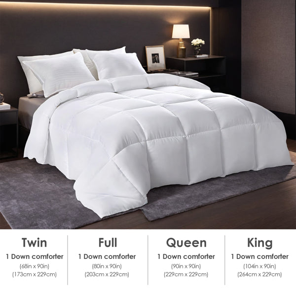 Extra Large White Checkered Plump Duvet - Luxury Hotel-grade Bedding
