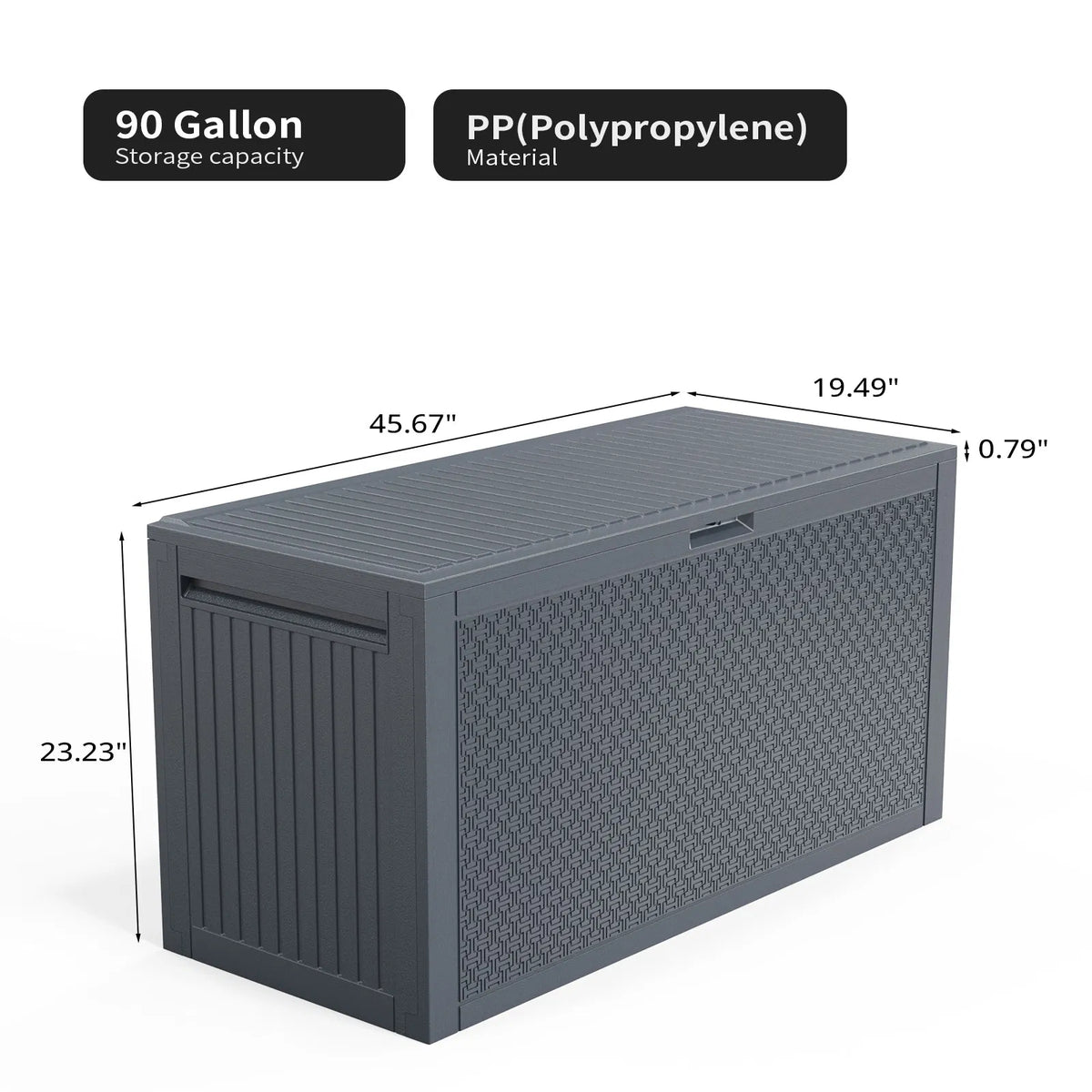90gal Outdoor Garden Plastic Storage Deck Box Chest Tools Cushions Toys