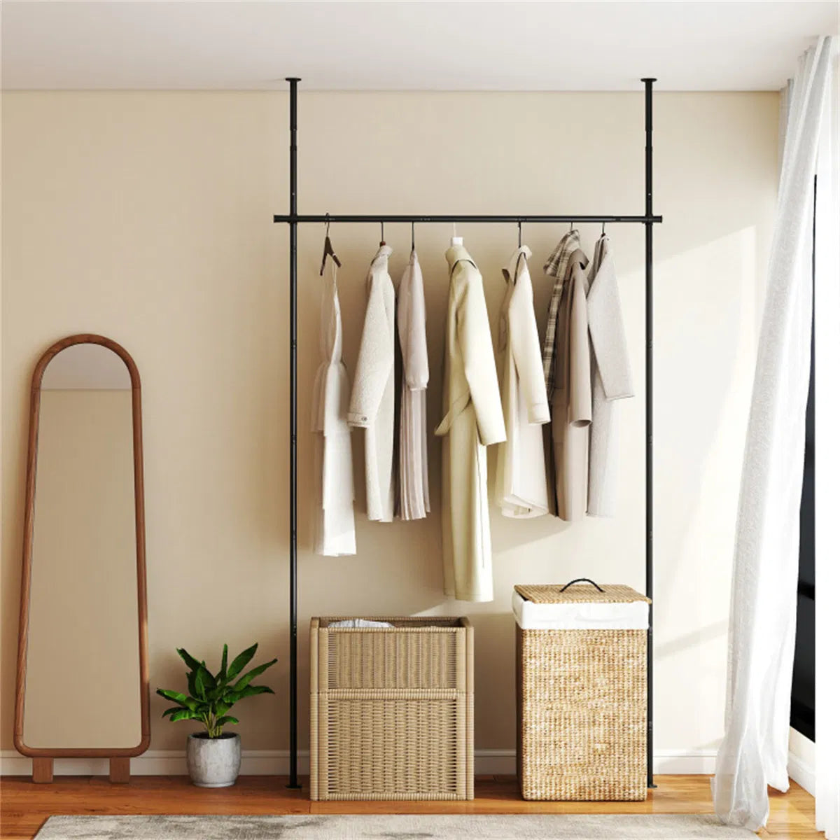 Room Divider Curtain Rod, Adjustable 28"-72"W X 4-10 Ft H Heavy-duty