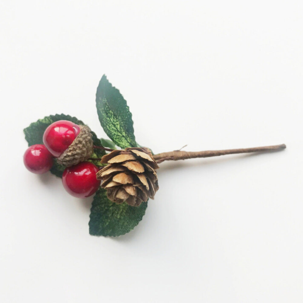 Red Berries Pine Cones Cute Artificial Pine Branches For Birthday Party