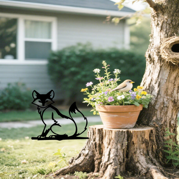Vintage Tree Stump Wall Art Black Iron Animal Silhouette Sign Rustic