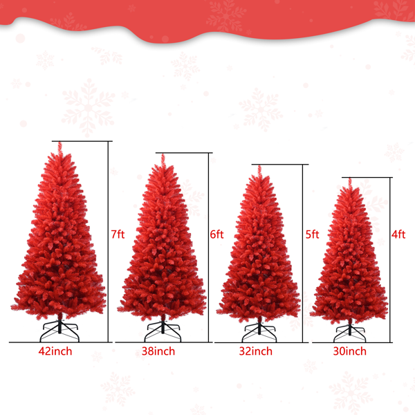 Artificial 5-foot Red Christmas Tree, 624 PVC Mixed Tips, High-quality