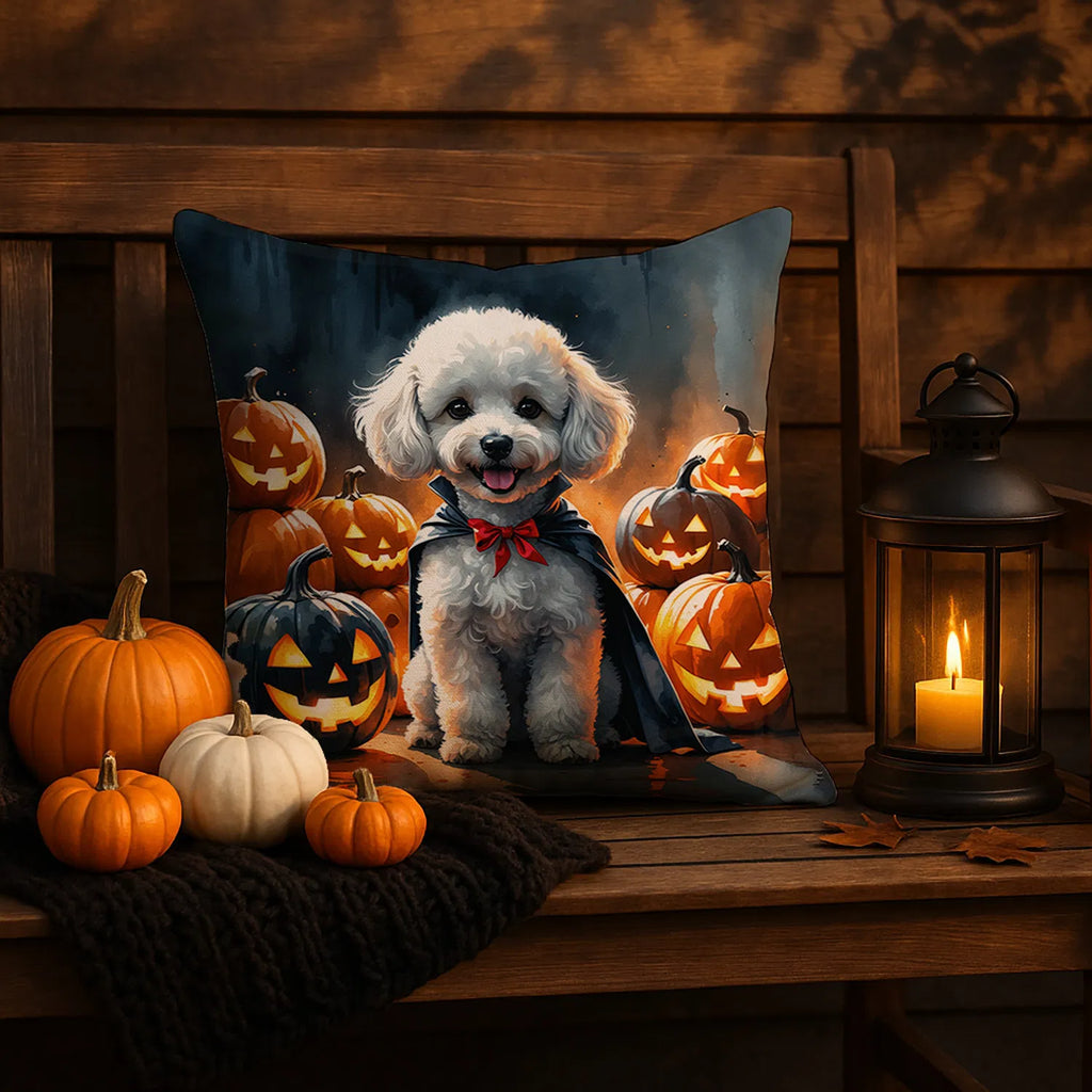 White Poodle Puppy Halloween Throw Pillow Machine Washable, Indoor