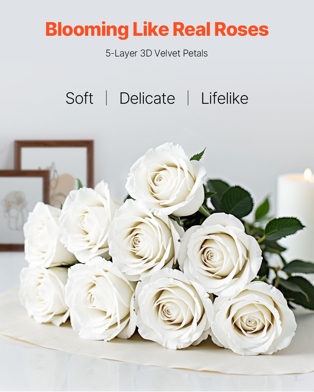 120 Pcs White Roses Artificial Flowers Realistic Bouquet For Xmas Home