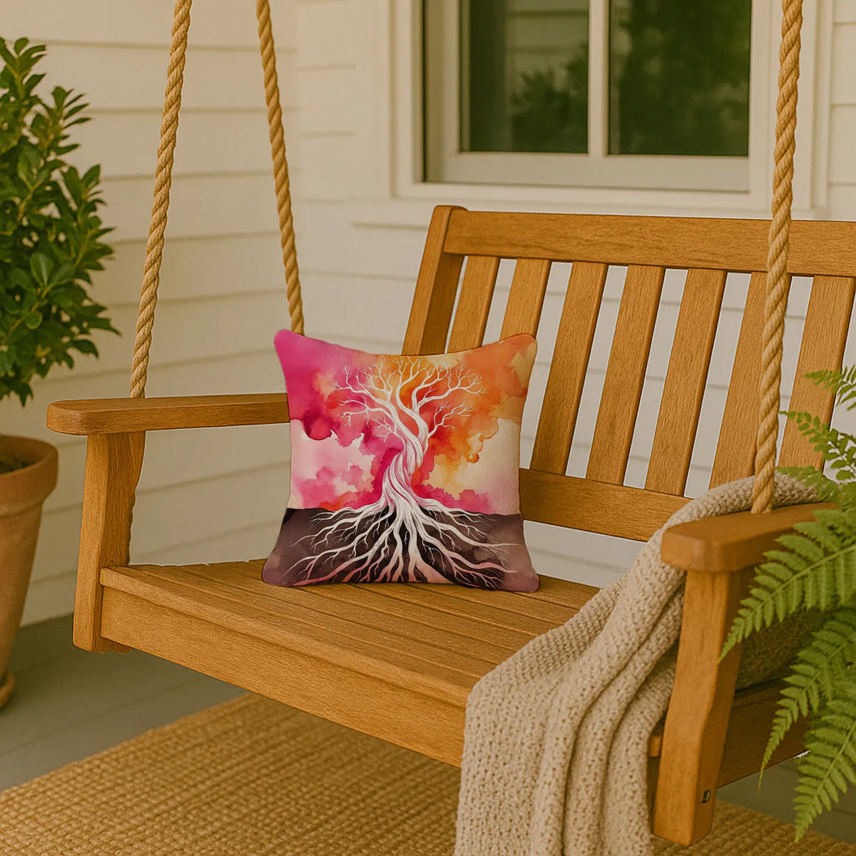 Rooted In Lesbian Pride Throw Pillow Machine Washable, Indoor Outdoor