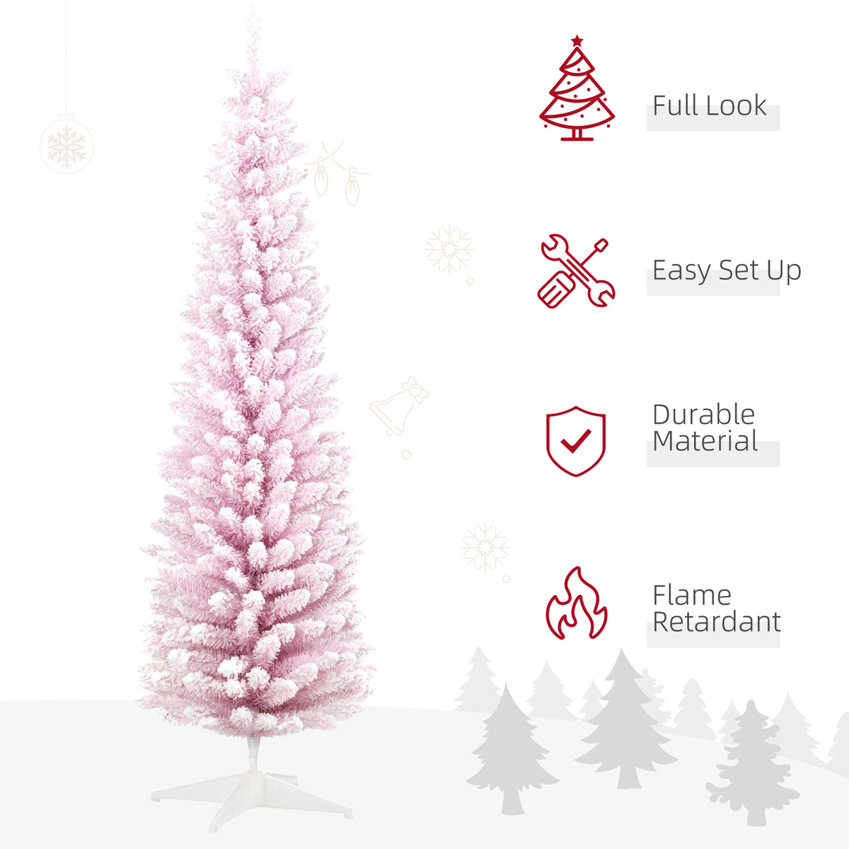 7 Decorated Christmas Tree Snow Flocked Artificial Christmas Tree