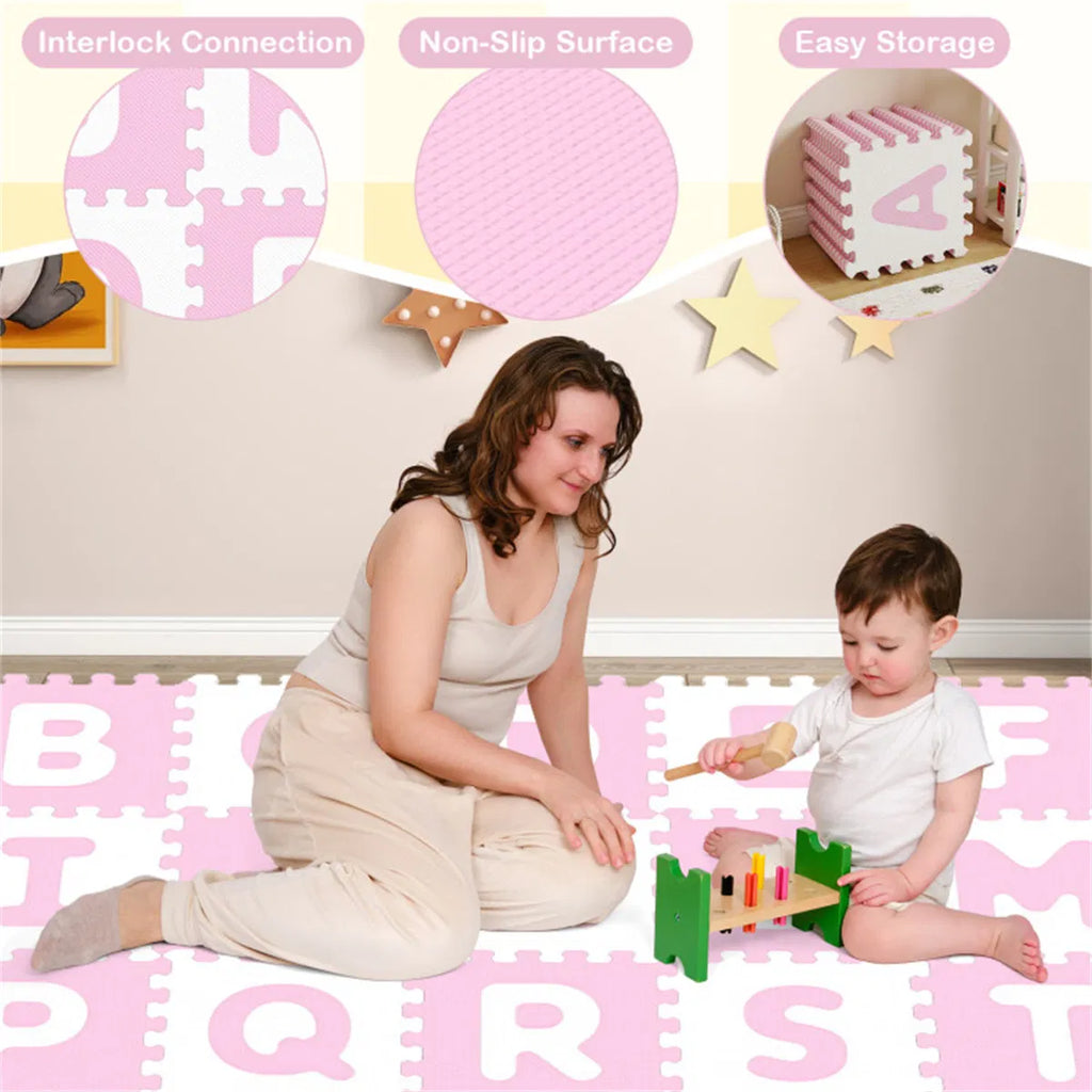 26PCS ABC Alphabet EVA Foam Play Mat, 31.75×31.75×1.02cm Bpa-free