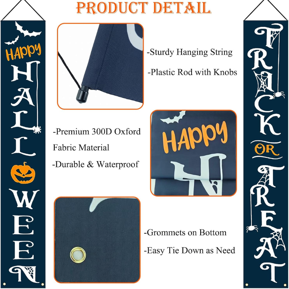 Halloween Porch Door Banner Decorations, Halloween Front Door Decor Sign