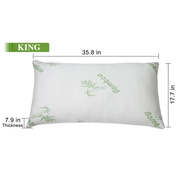 2Pcs Bamboo Memory Foam Pillow Hypoallergenic Bed Pillow For Head Neck