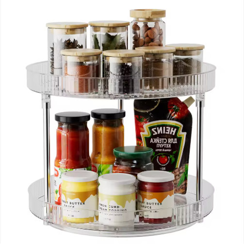 Double-layer Turntable Rotating Spice Rack Organization Spinning
