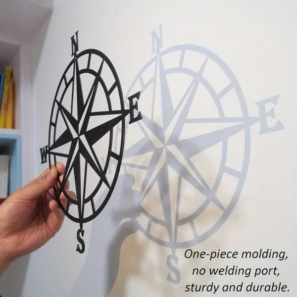 Metal Baked Paint Nautical Compass Rose Wall Art Vintage Navigation