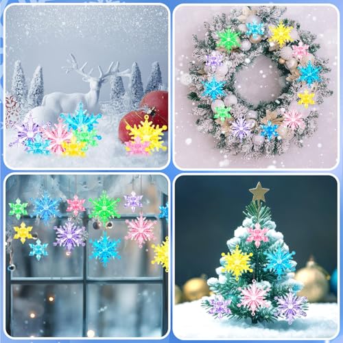 60PcsChristmas Winter Snowflake Ornaments Winter Snowflakehanging