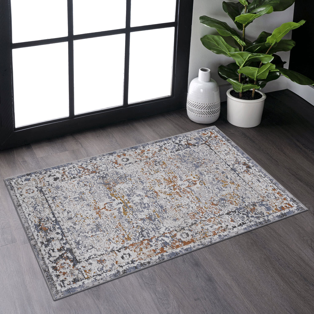 Payas 2X3 Ivory Grey Traditional Doormat Rug