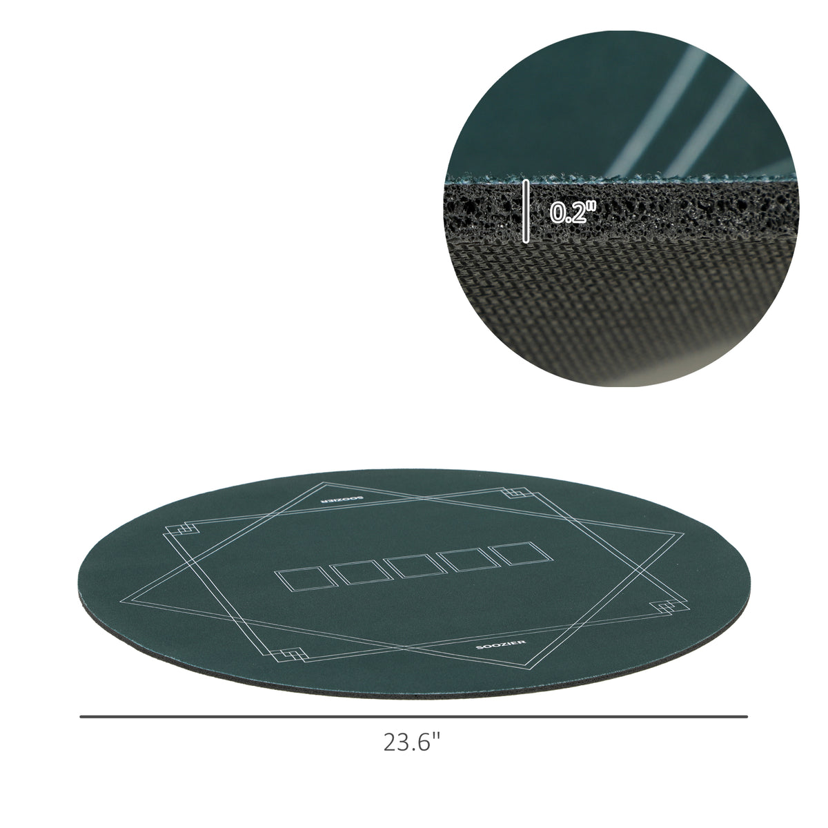 Poker Mat Texas Holdem Poker Table Top With Non-slip Bottom Dark Green