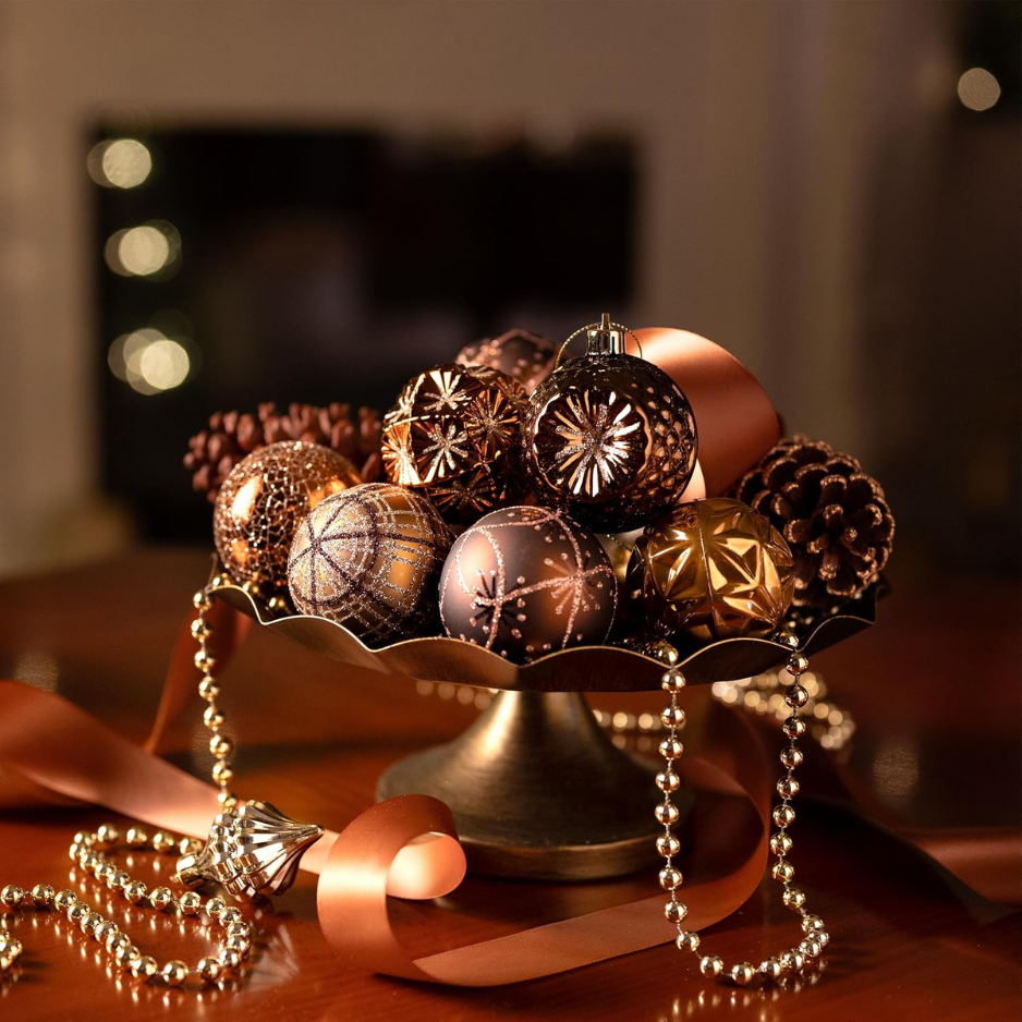 Fall Ornaments For Christmas Trees, 16ct Bronze Copper Brown Gold