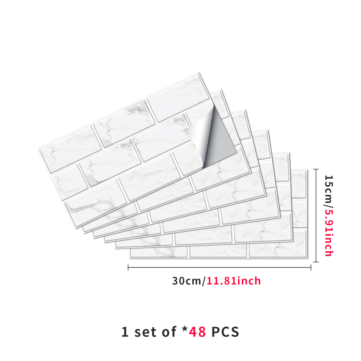 White Marble Look Peel And Stick Tiles Water And Oil Proof PVC Self