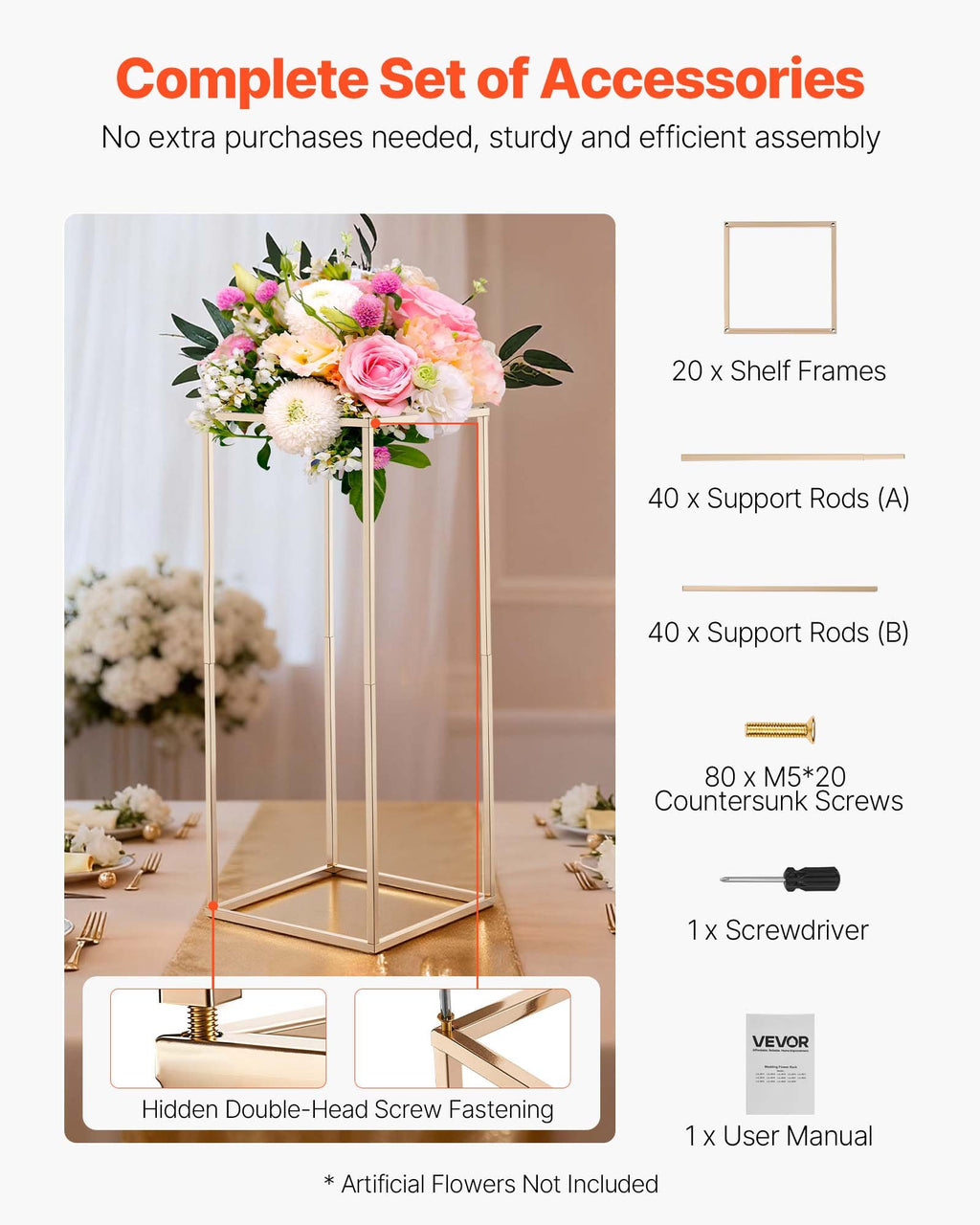 Wedding Flower Stand, 10PCS 23.62-inch Column Flower Stand, Floral