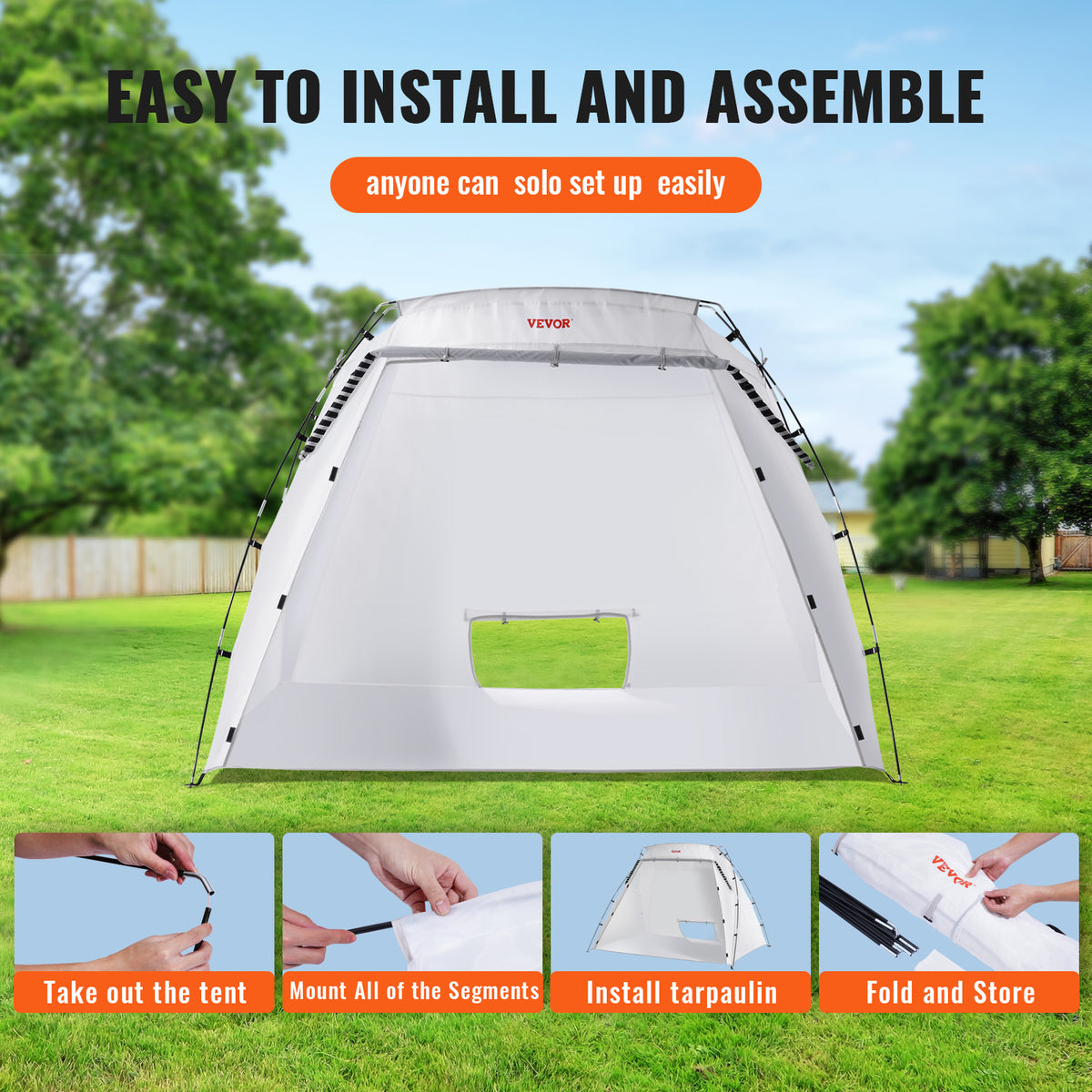 Vevor Portable Paint Booth, Larger Spray Paint Tent With Built-in Floor